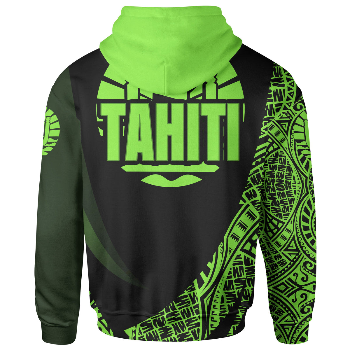 Tahiti Zip Hoodie Green Polynesian Patterns Sport Style - Polynesian Pride