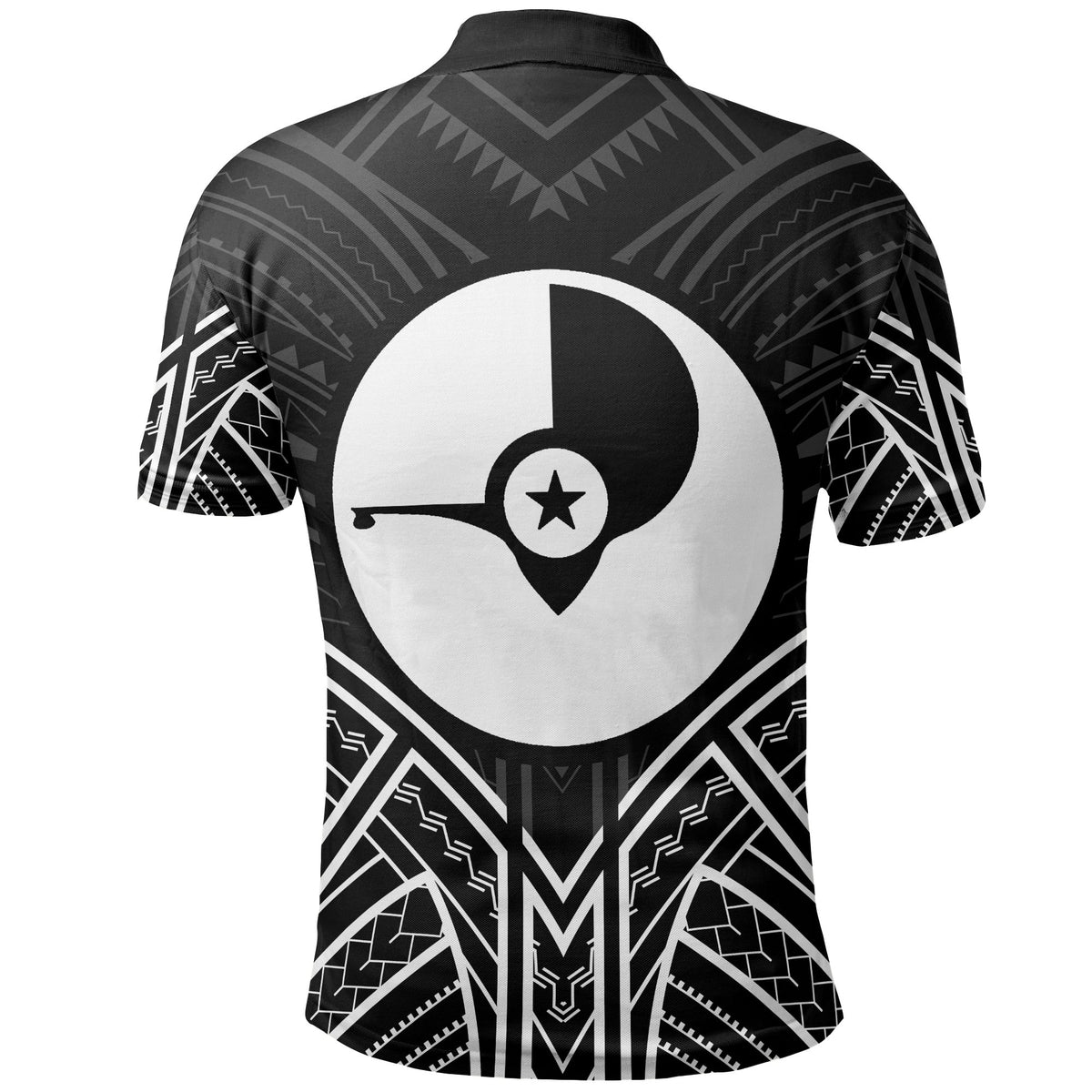 Yap State Polo Shirt Yap State Seal Black Tribal Patterns - Polynesian Pride