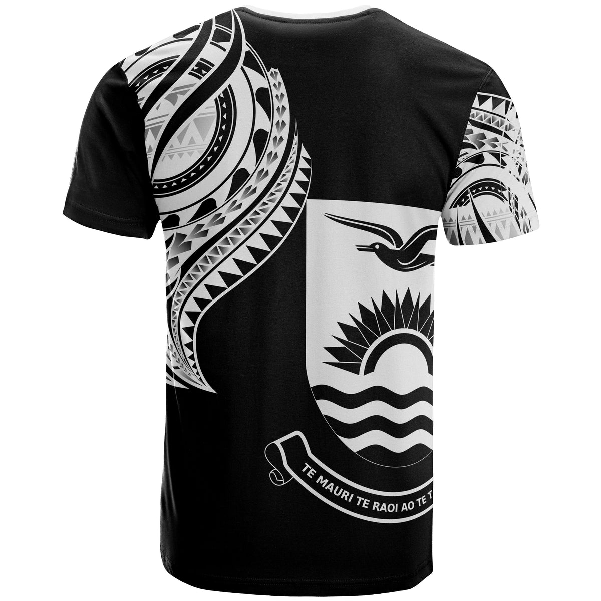 Kiribati T Shirt Kiribati Tatau White Patterns With Coat Of Arms - Polynesian Pride