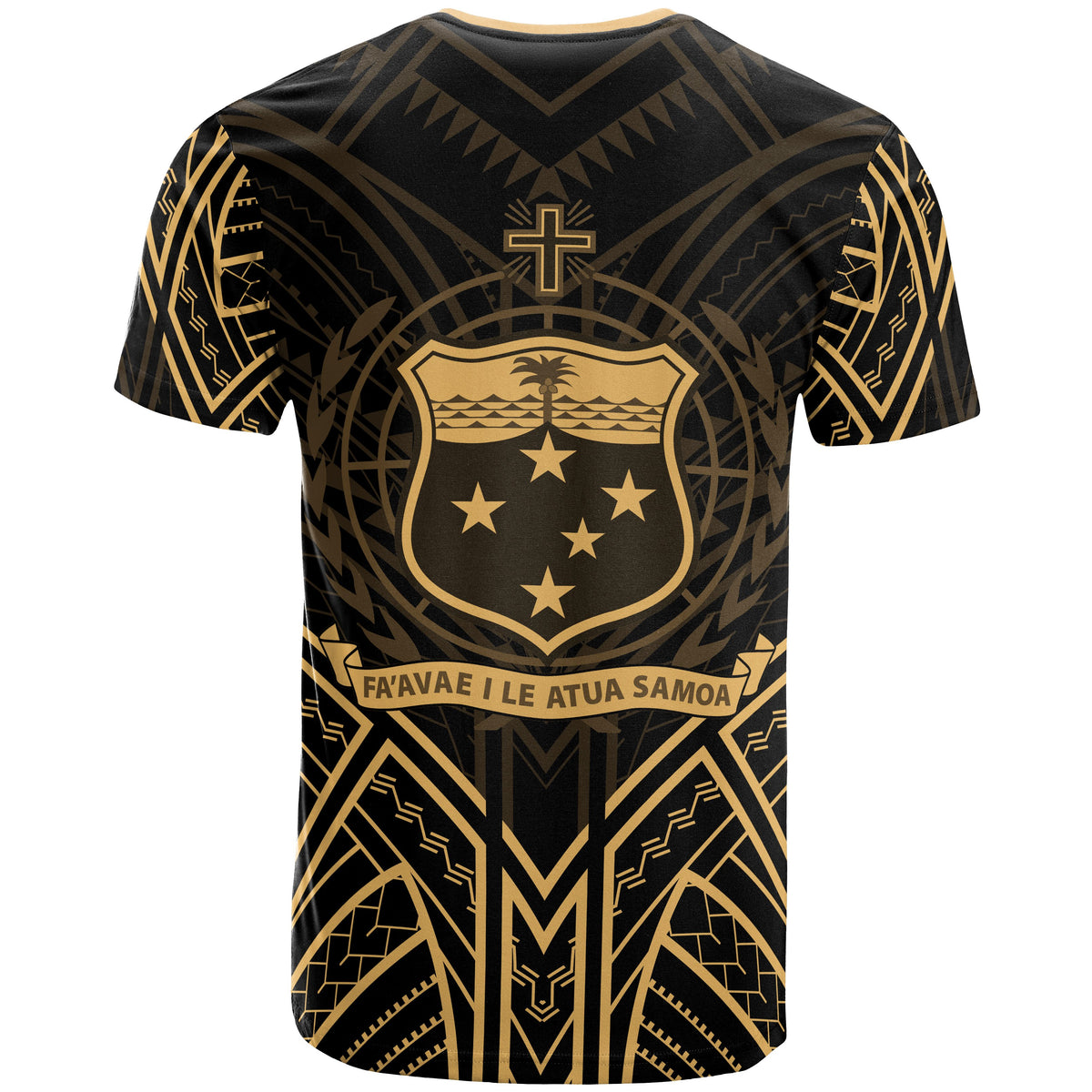 Samoa T Shirt Samoan Seal Tribal Gold Color Patterns - Polynesian Pride