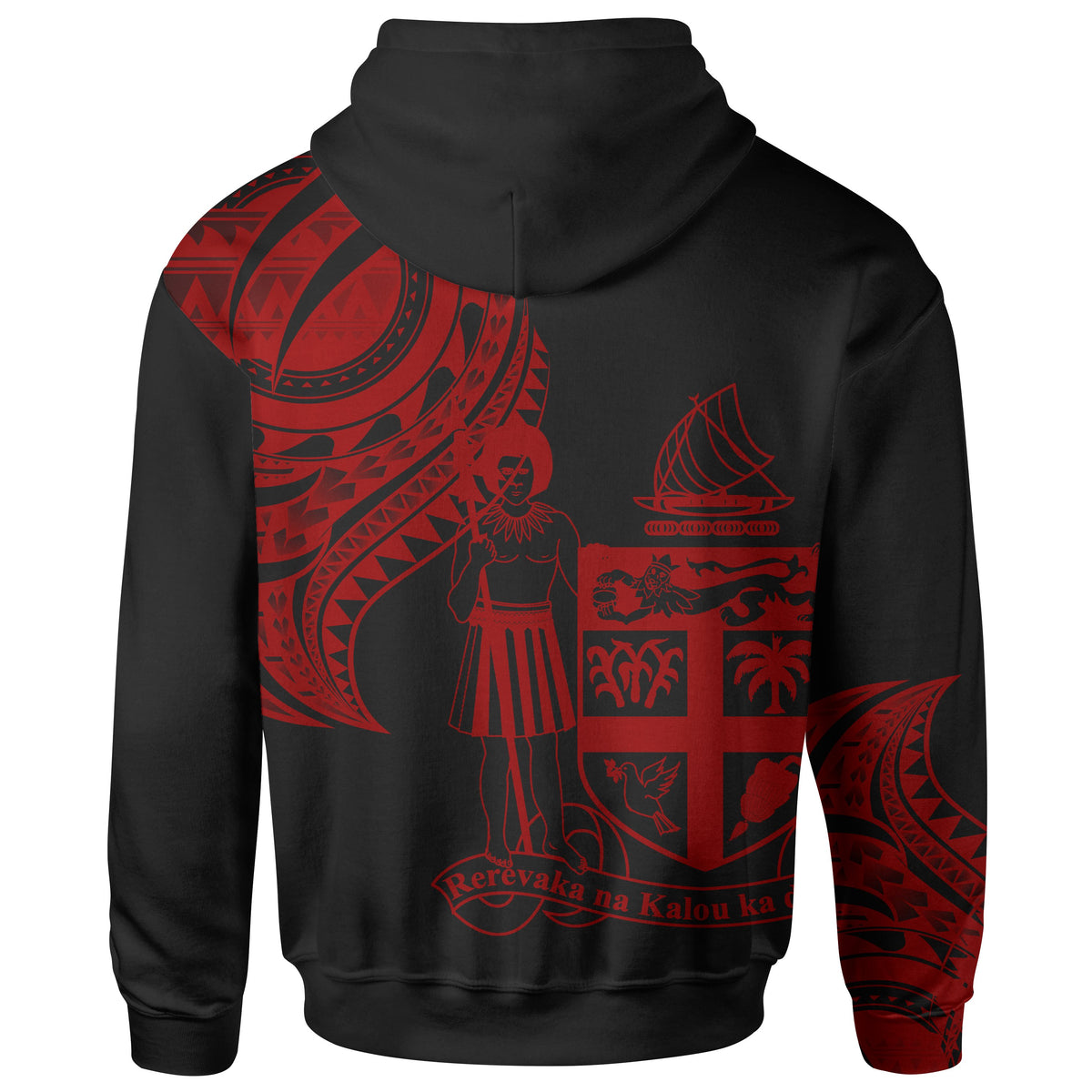 Fiji Hoodie Fiji Tatau Red Patterns - Polynesian Pride