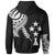 Kosrae State Zip Hoodie Kosrae State Tatau White Patterns With Coat of Arms - Polynesian Pride