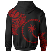 Chuuk State Zip Hoodie Chuuk State Tatau Red Patterns With Coat of Arms - Polynesian Pride