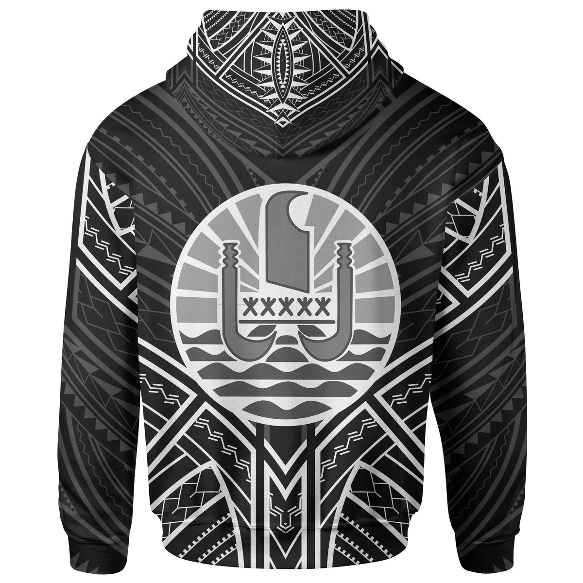French Polynesia Zip Hoodie French Polynesia Seal Black Tribal Patterns - Polynesian Pride