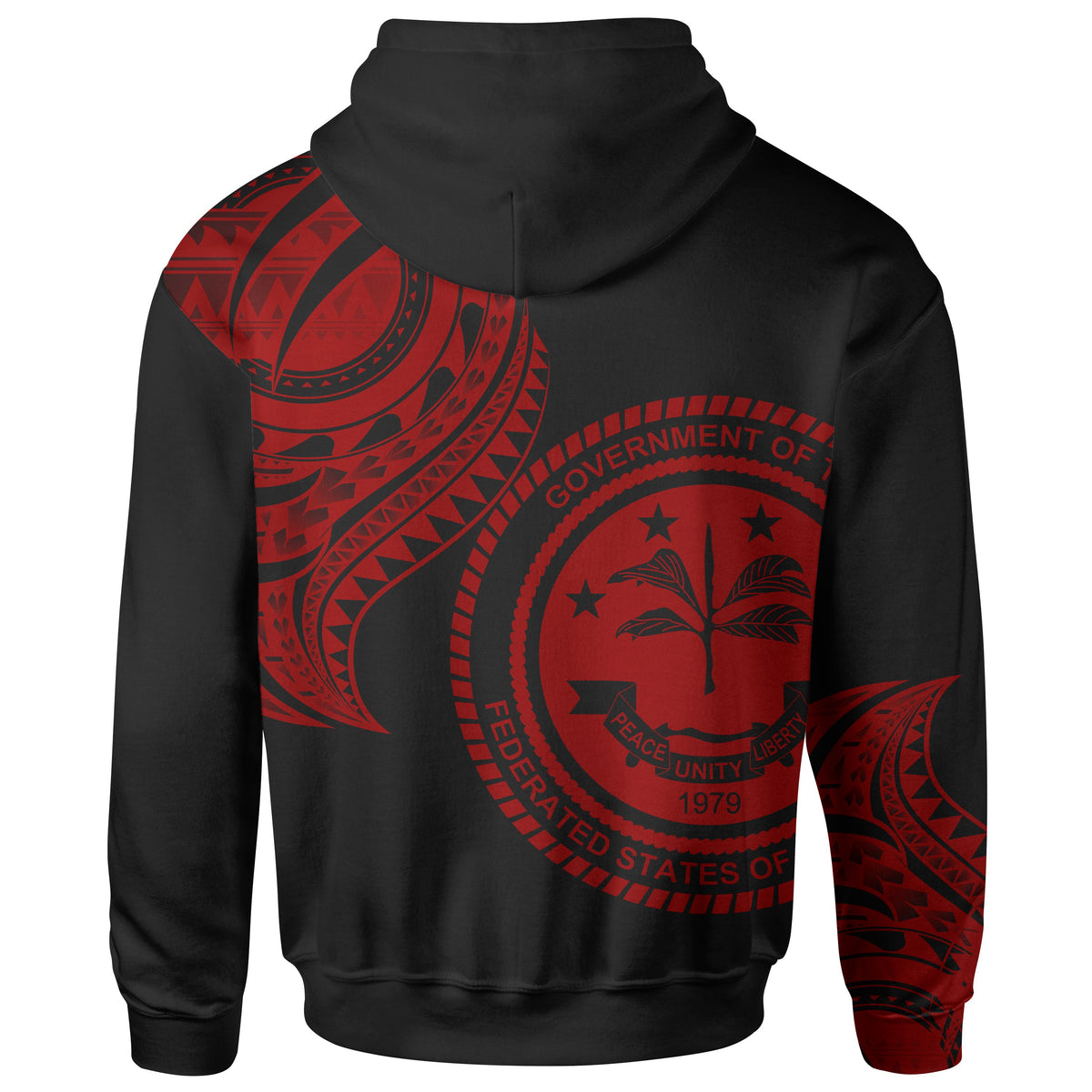 Federated States of Micronesia Zip Hoodie Federated States of Micronesia Tatau Red Patterns With Coat of Arms - Polynesian Pride