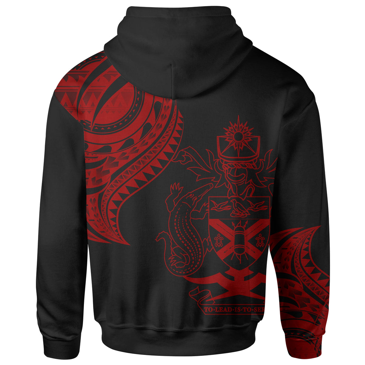 Solomon Islands Zip Hoodie Solomon Islands Tatau Red Patterns With Coat of Arms - Polynesian Pride