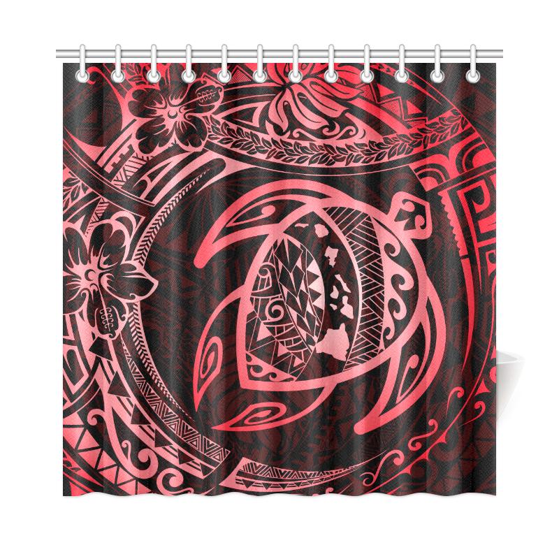 Hawaiian Turtle Polynesian Red Shower Curtain 177 x 172 (cm) Red - Polynesian Pride