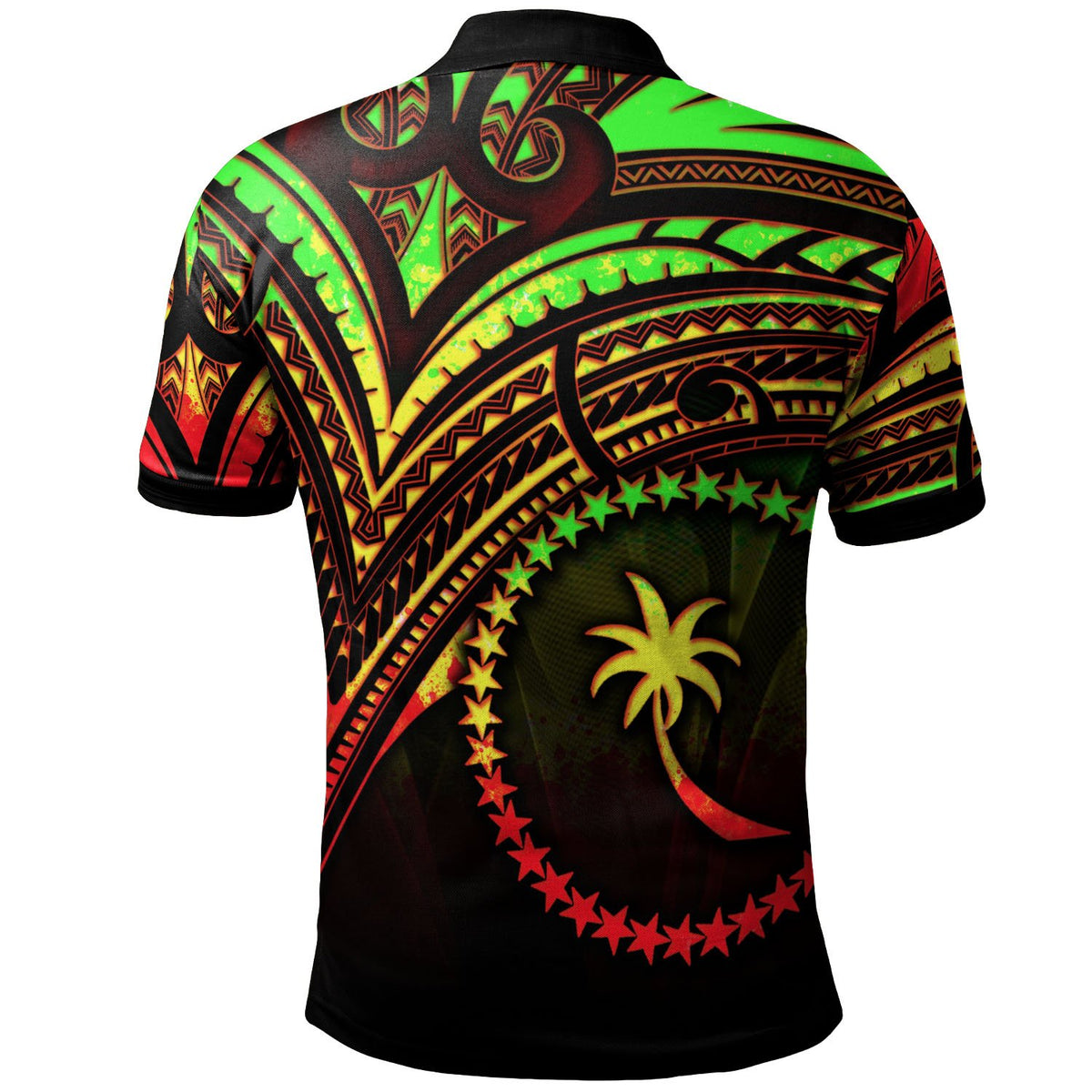 Chuuk State Polo Shirt Reggae Color Cross Style - Polynesian Pride