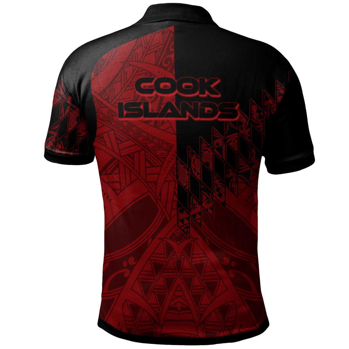 Cook Islands Polo Shirt Red Color Symmetry Style - Polynesian Pride