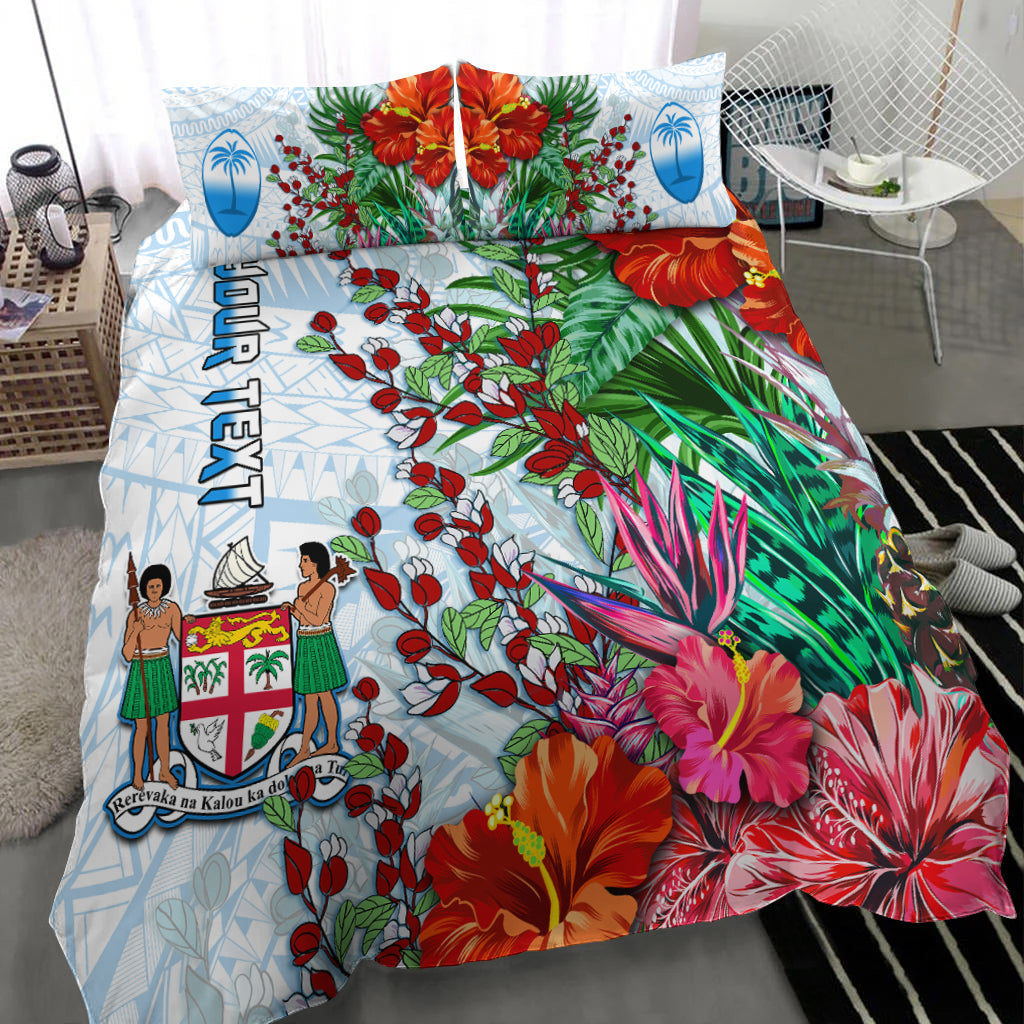 (Custom Personalised) Fiji Bedding Set Proud Fijian Tapa mix Tagimoucia Flowers LT13 - Polynesian Pride