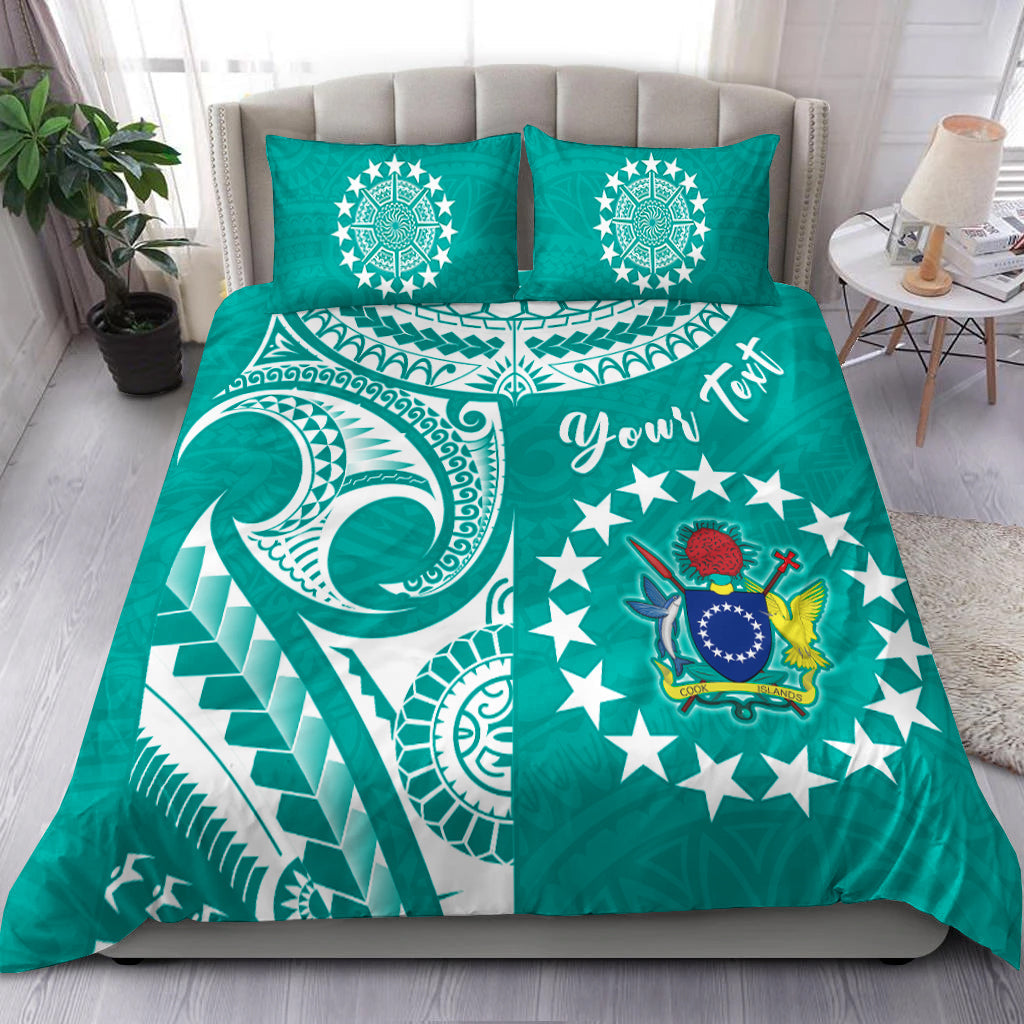 (Custom Personalised) Cook Islands Tatau Bedding Set Symbolize Passion Stars Version Turquoise LT13 - Polynesian Pride