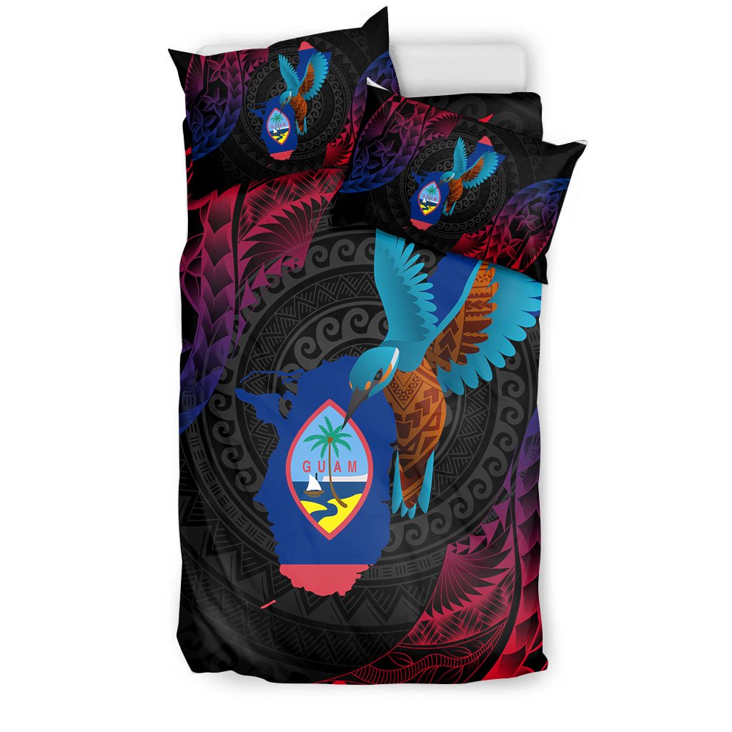 Guam Bedding Set - KingFisher Bird With Map - Polynesian Pride