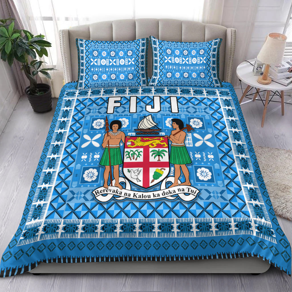 Fiji Bedding Set Pattern - Fijian Tapa Pattern Blue LT13 Blue - Polynesian Pride