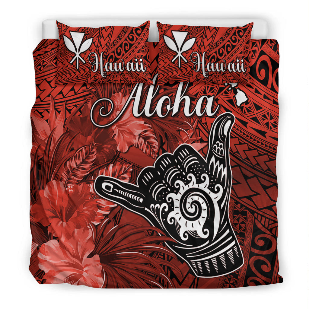 The Shaka Hawaii Bedding Set Tropical Flowers Red Version LT13 - Polynesian Pride