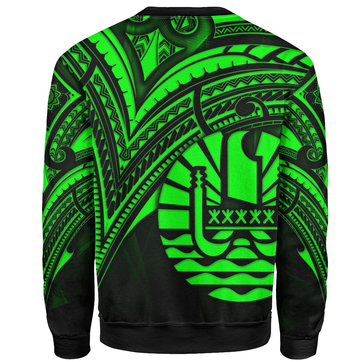French Polynesia Sweatshirt - Cross Style Green Color - Polynesian Pride