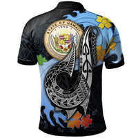 Hawaii Custom Polo Shirt Fish Hooks and Wave - Polynesian Pride