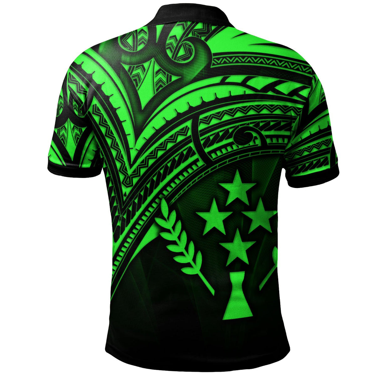 Kosrae State Polo Shirt Green Color Cross Style - Polynesian Pride