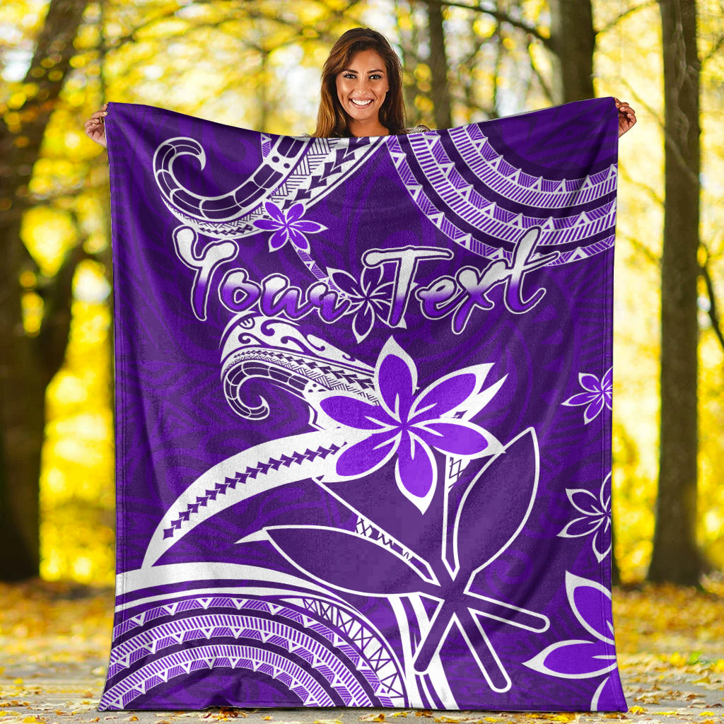 (Custom Personalised) Hawaii Flowers Wave Blanket Kanaka Maoli Purple Polynesian LT13 White - Polynesian Pride