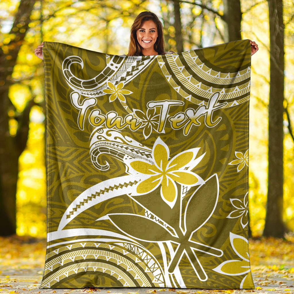 (Custom Personalised) Hawaii Flowers Wave Blanket Kanaka Maoli Gold Polynesian LT13 White - Polynesian Pride