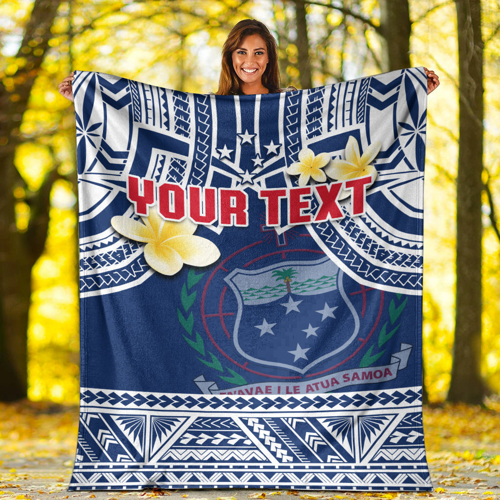 (Custom Personalised) Samoa Premium Blanket Samoan Plumeria Flowers Mix Polynesian Pattern LT14 White - Polynesian Pride