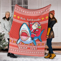 (Custom Personalised) Hawaii Christmas Premium Blanket Santa Shark Mele Kalikimaka Tribal LT14 - Polynesian Pride