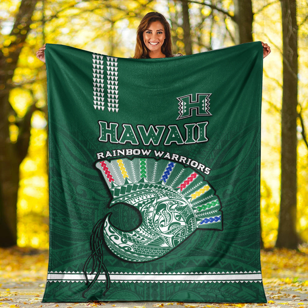 Hawaii Football Premium Blanket Kakau Rainbow Warriors Helmet Go Bows Ver.01 LT14 - Polynesian Pride