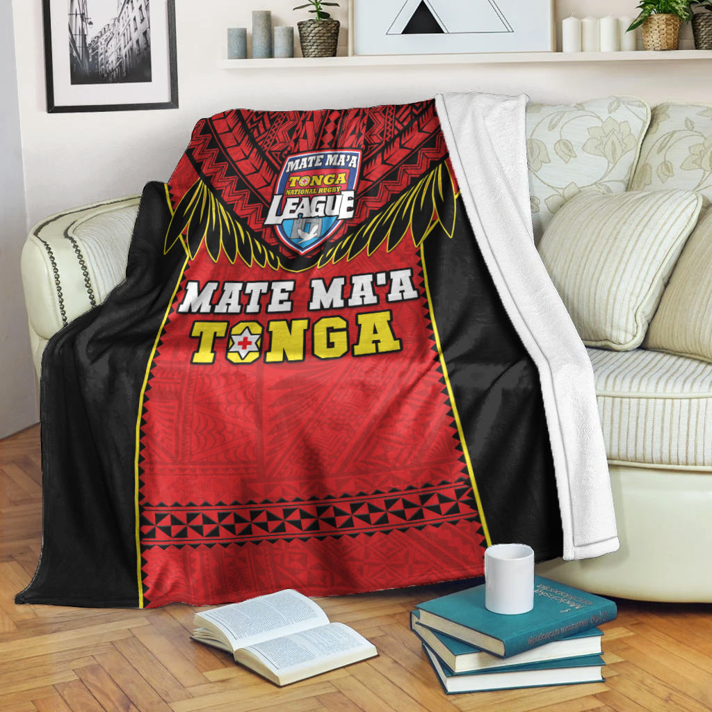 Tonga Rugby Premium Blanket Mate Maa Tonga Pacific Ngatu Black LT14 White - Polynesian Pride