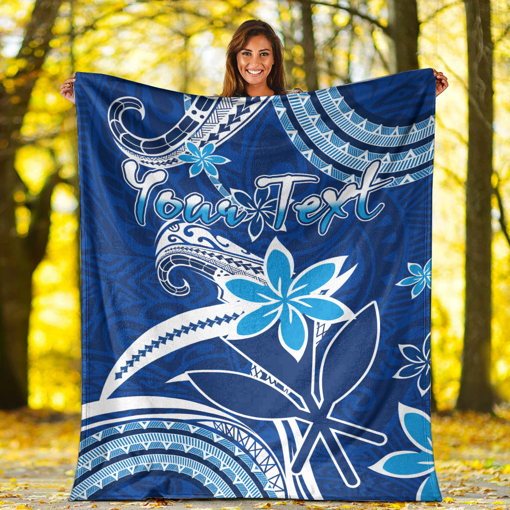 (Custom Personalised) Hawaii Flowers Wave Blanket Kanaka Maoli Blue Polynesian LT13 White - Polynesian Pride