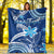 (Custom Personalised) Hawaii Flowers Wave Blanket Kanaka Maoli Blue Polynesian LT13 White - Polynesian Pride