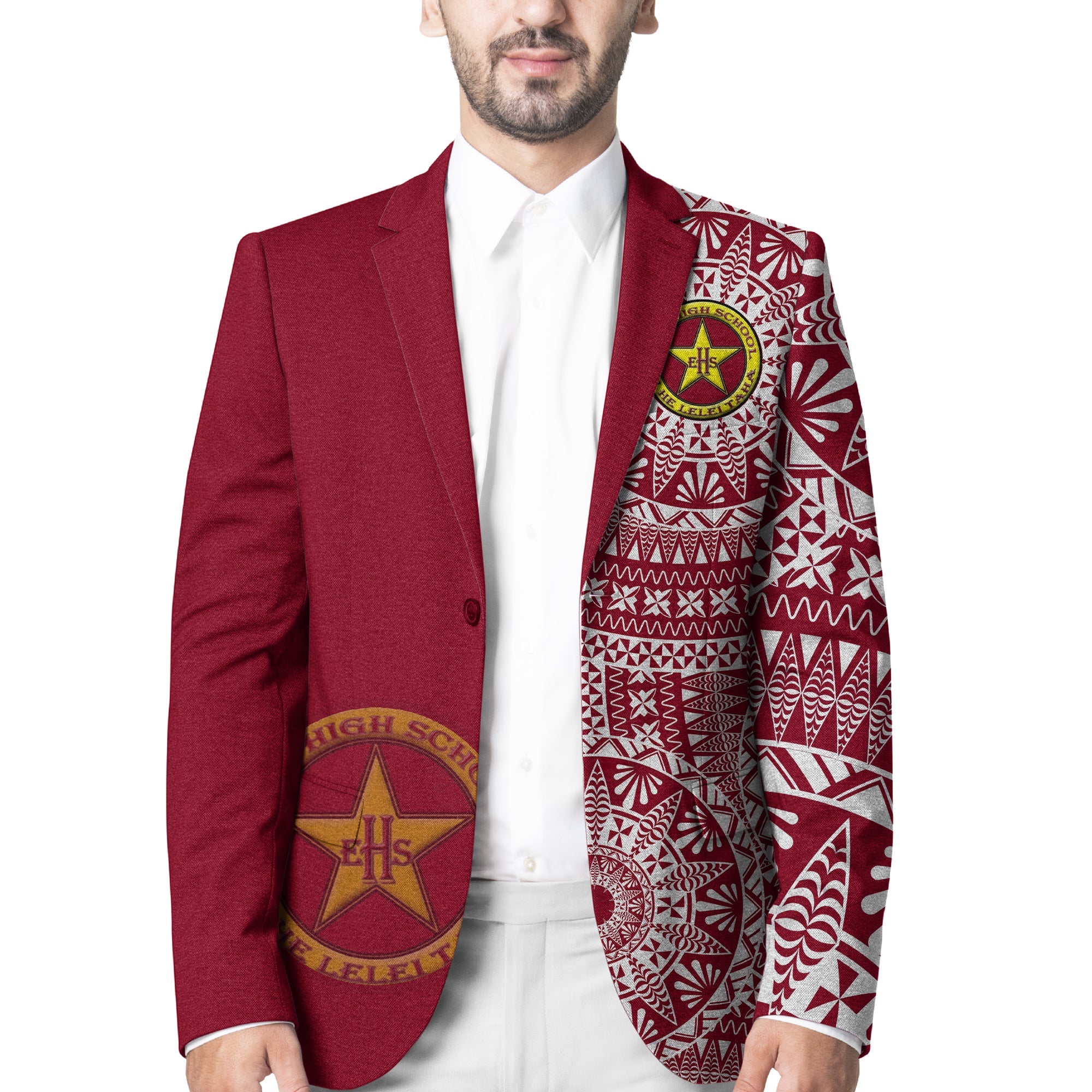 Tonga Eua High School Blazer Tongan Ngatu Pattern LT14 Unisex Red - Polynesian Pride