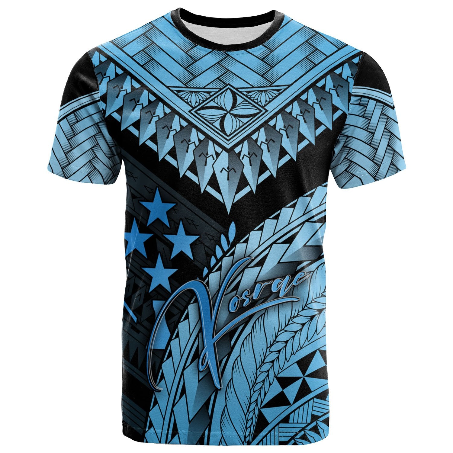 Pohnpei T Shirt Blue Polynesian Necklace and Lauhala Unisex Blue - Polynesian Pride