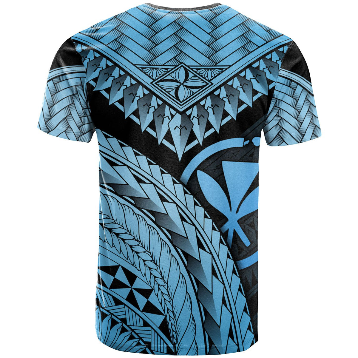 Hawaii Polynesian T Shirt Blue Polynesian Necklace and Lauhala - Polynesian Pride