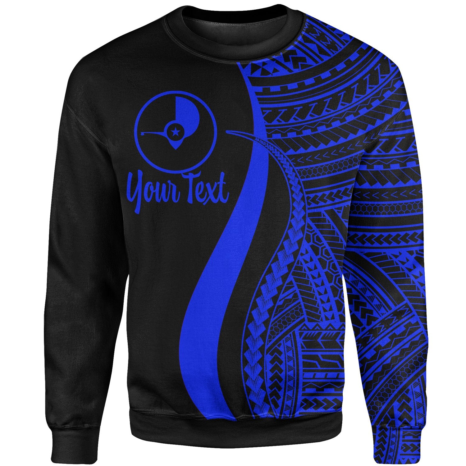 Yap Custom Personalised Sweatshirt - Blue Polynesian Tentacle Tribal Pattern Unisex Blue - Polynesian Pride