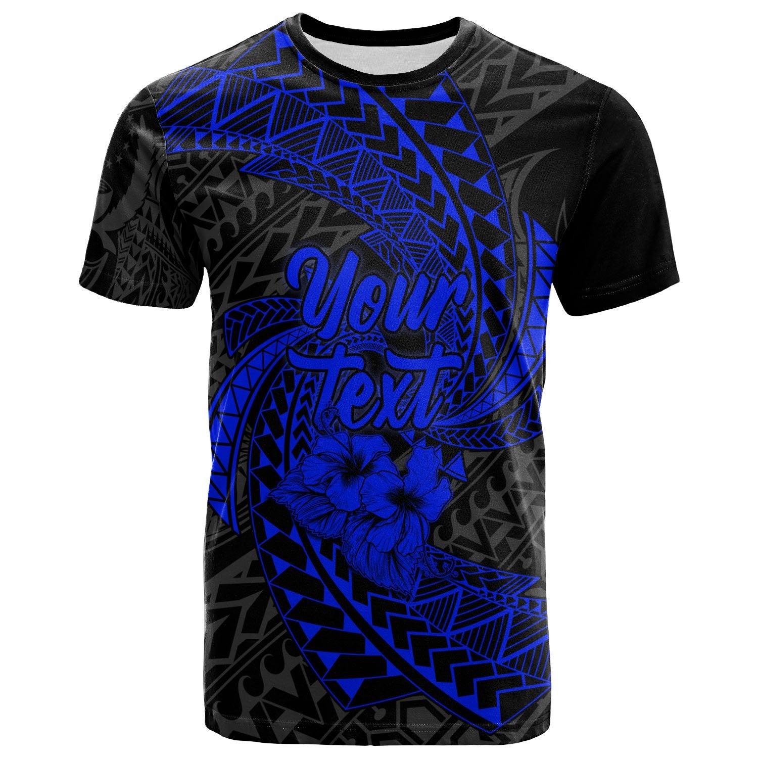 Pohnpei Micronesian Custom T Shirt Blue Spiral Pattern Hibiscus Unisex Blue - Polynesian Pride