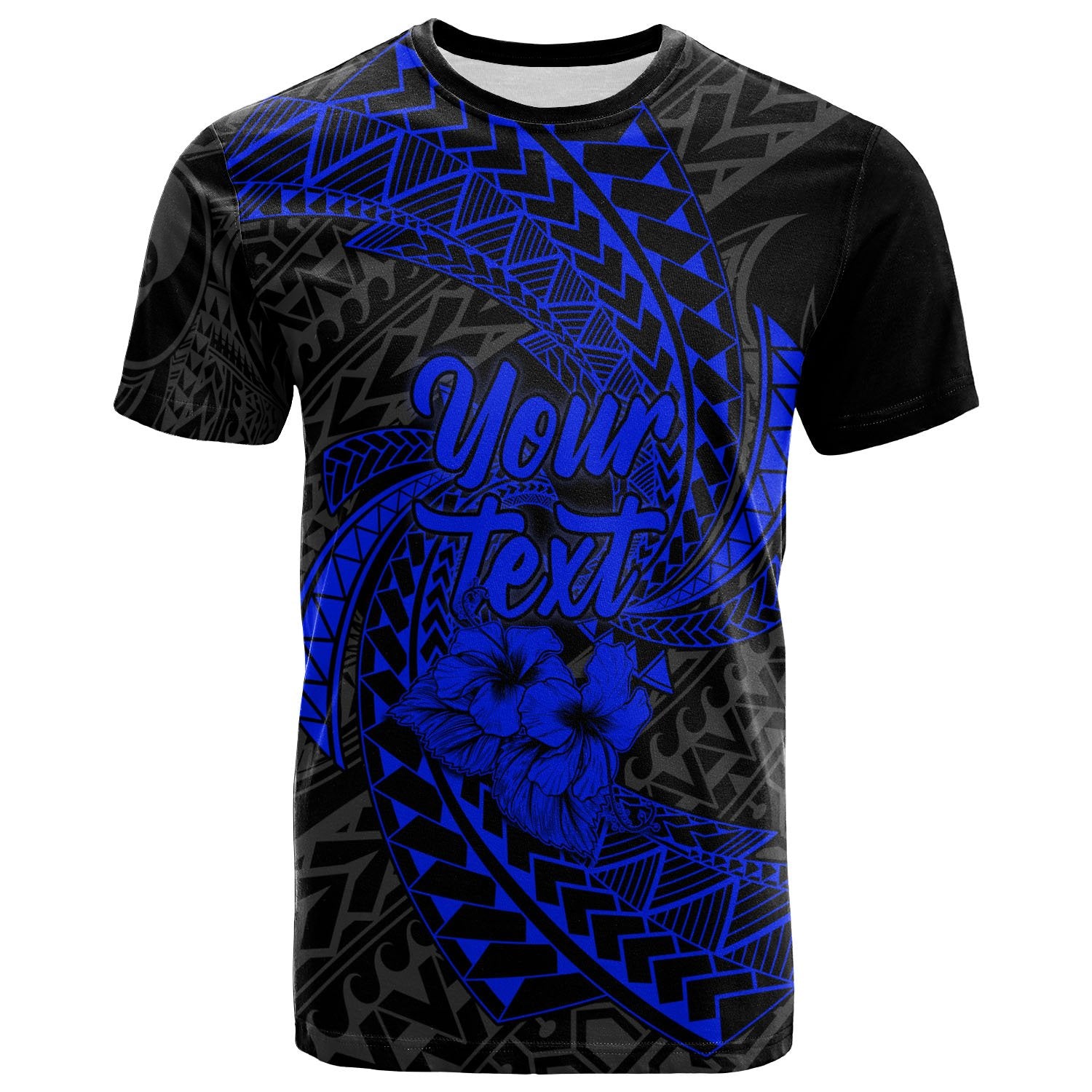 Yap Micronesian Custom T Shirt Blue Spiral Pattern Hibiscus Unisex Blue - Polynesian Pride