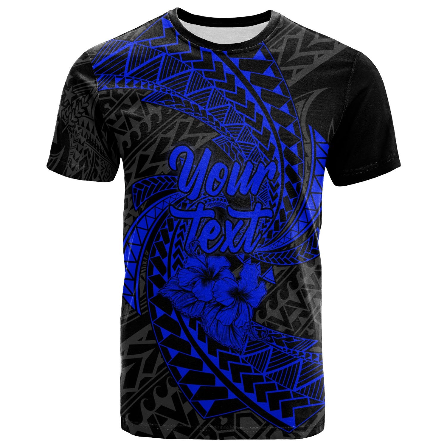 Kosrae Micronesian Custom T Shirt Blue Spiral Pattern Hibiscus Unisex Blue - Polynesian Pride