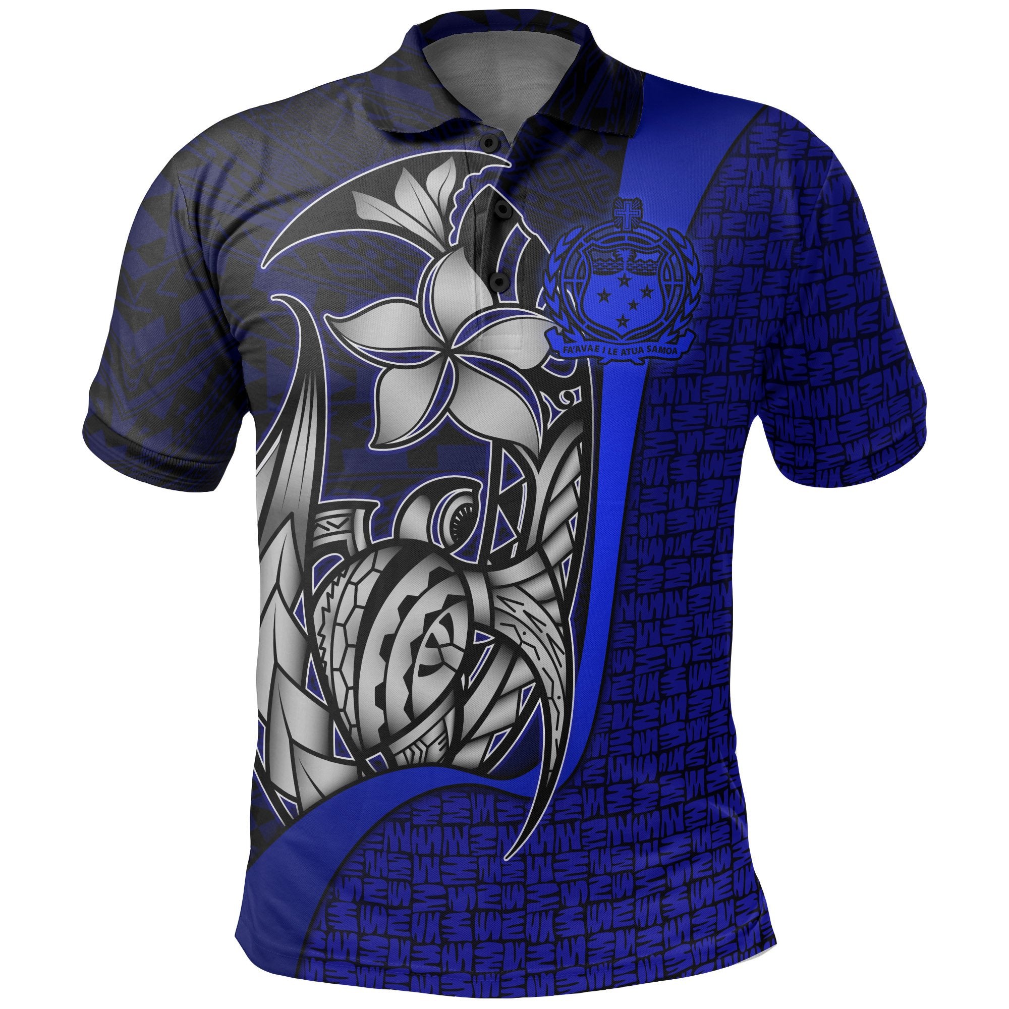 Samoa Polo Shirt Blue Turtle with Hook Unisex BLUE - Polynesian Pride