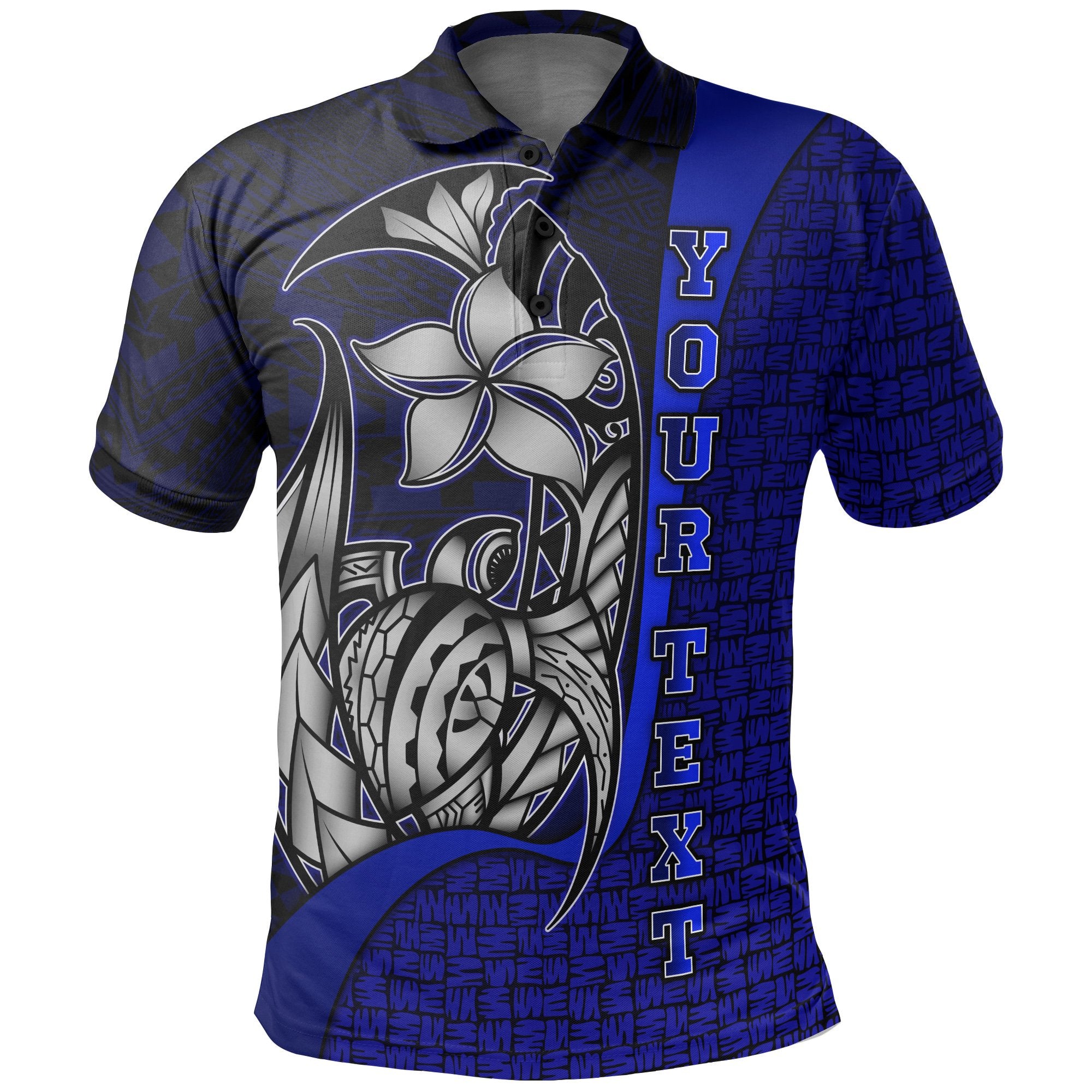 Samoa Custom Polo Shirt Blue Turtle with Hook Unisex BLUE - Polynesian Pride