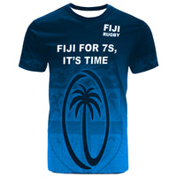 Fiji Rugby T Shirt Fiji For 7s, Its Time Blue RLT7 Unisex Blue - Polynesian Pride