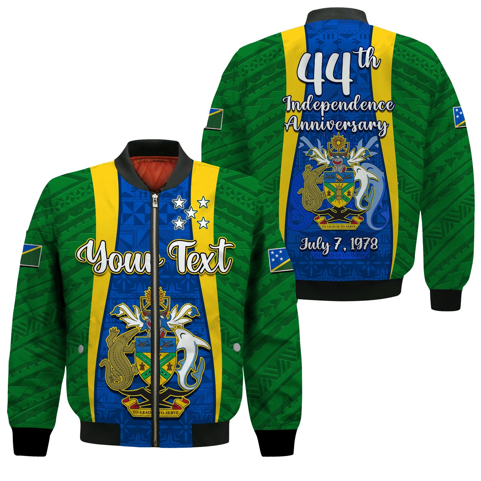 (Custom Personalised) Solomon Islands Day Bomber Jacket 44 Years Independence Anniversary LT13 Unisex Green - Polynesian Pride