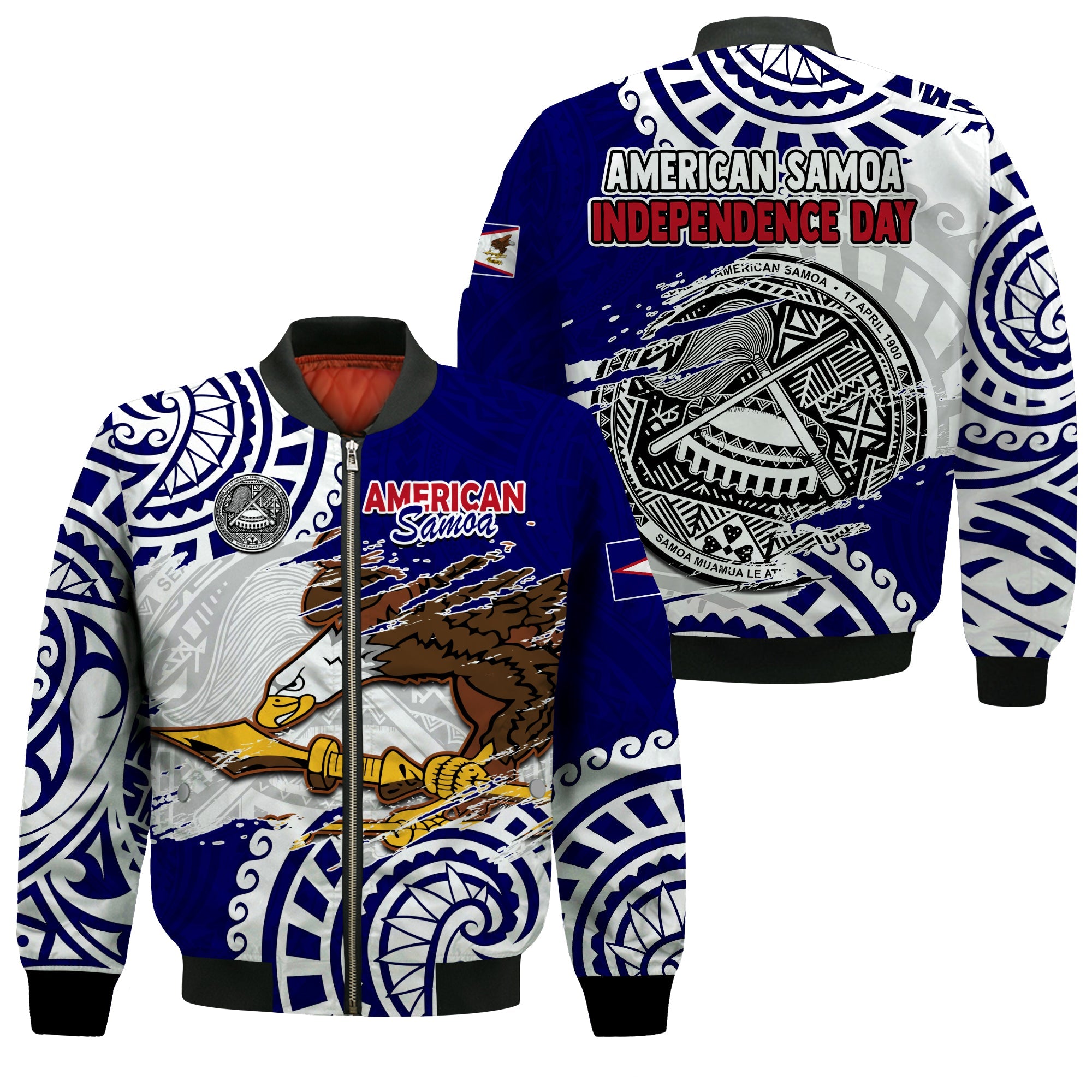 American Samoa Independence Day Bomber Jacket Polynesian Special Version LT14 Unisex Blue - Polynesian Pride