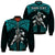 (Custom Personalised) Hawaii Bomber Jacket Hawaiian Warrior With Weapon Polynesian Ver.02 LT14 Unisex Turquoise - Polynesian Pride