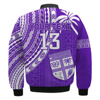 (Custom Text and Number) Fiji Rugby Sevens Bomber Jacket Fijian 7s Tapa Polynesian Purple LT13 - Polynesian Pride