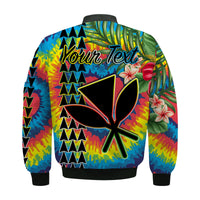 (Custom Personalised) Hawaii Rainbow Tie Dye Bomber Jacket Flowers Polynesian Hawaiian Tribal LT13 - Polynesian Pride