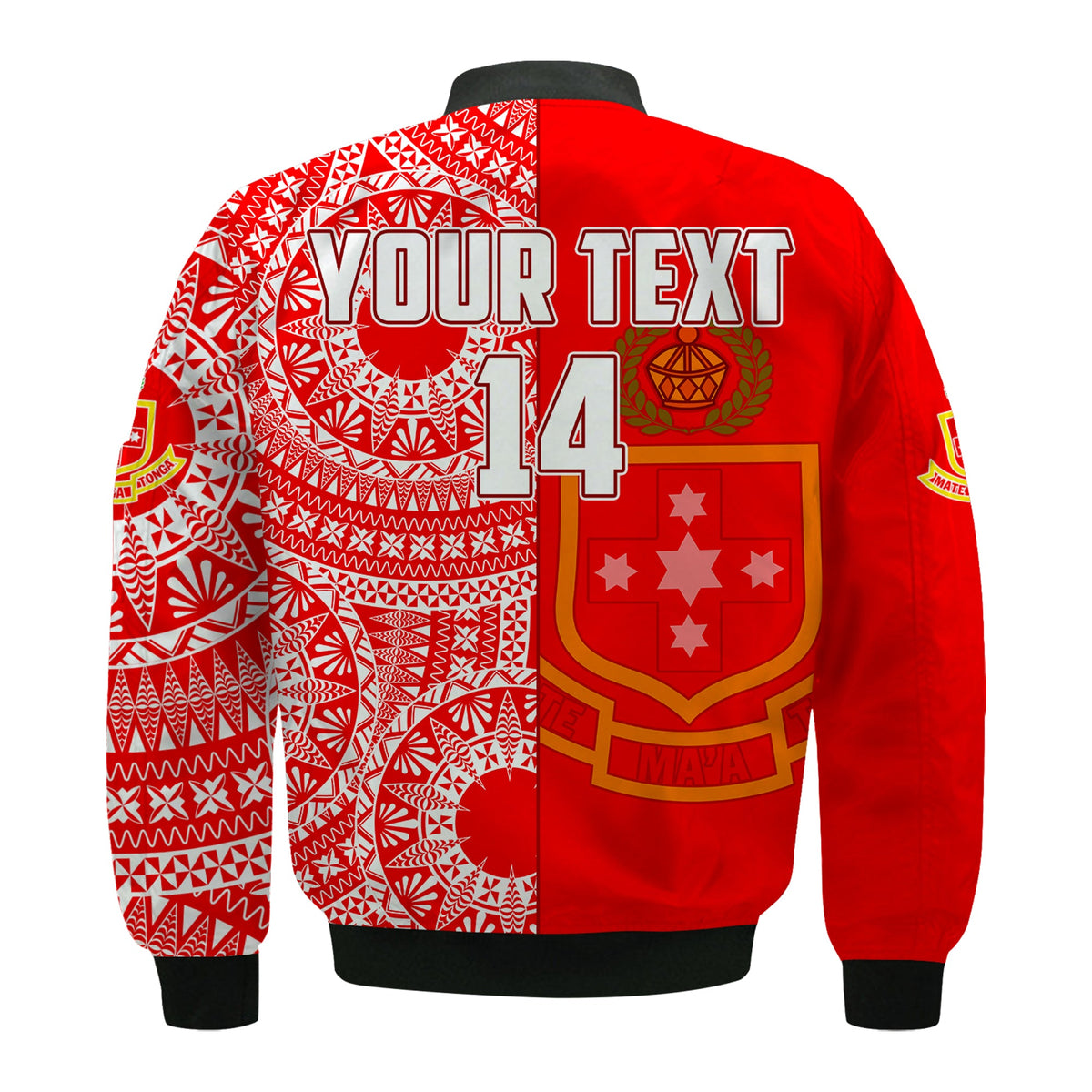 (Custom Text And Number) Kolisi Tonga High School Bomber Jacket Class Of Year Tongan Ngatu Pattern LT14 - Polynesian Pride