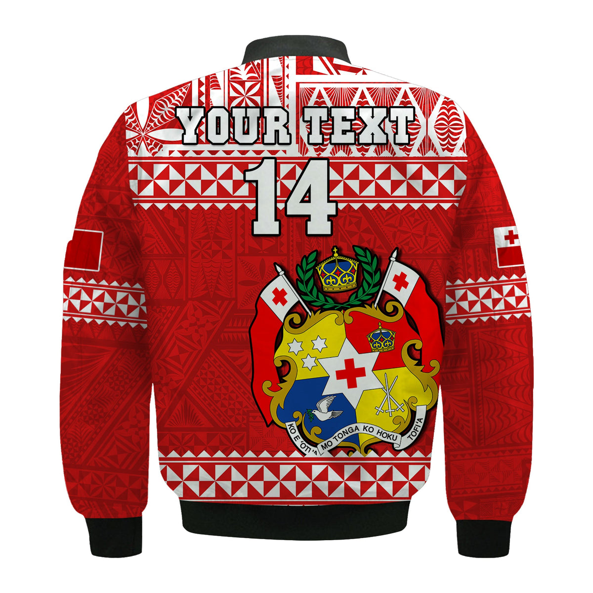 (Custom Text And Number) Tonga Rugby Bomber Jacket Mate Maa Tonga Pacific Ngatu White LT14 - Polynesian Pride