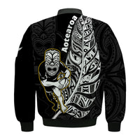 New Zealand Silver Fern Rugby Bomber Jacket All Black Maori Version Black LT14 - Polynesian Pride