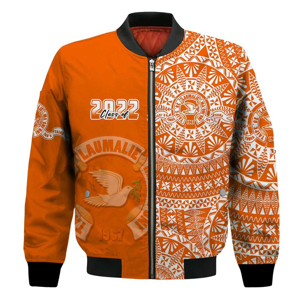 (Custom Text And Number) Tailulu Tonga College Bomber Jacket Class Of Year Tongan Ngatu Pattern LT14 - Polynesian Pride