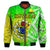 Happy Mangaia Gospel Day Bomber Jacket Cook Islands Coat Of Arms Polynesian Pattern LT14 - Polynesian Pride