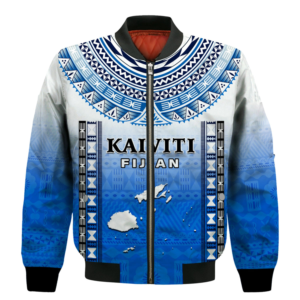 Personalised Fiji Bomber Jacket Kaiviti Fijian Special Tapa Pattern LT14 - Polynesian Pride